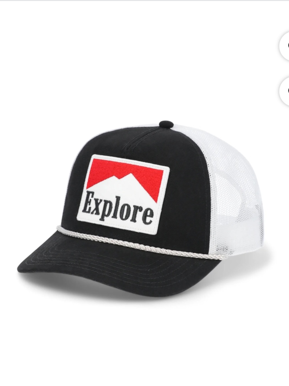 Explore Patch Trucker Hat - Black, White & Red - Picture 2 of 6